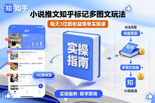 小说推文知乎标记多图文玩法,每天3位数收益爆单实操课-知知学社
