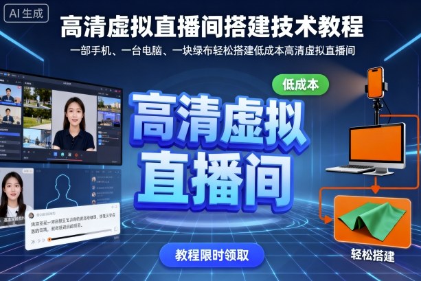 高清虚拟直播间搭建技术教程,一部手机、一台电脑、一块绿布轻松搭建低成本高清虚拟直播间-知知学社