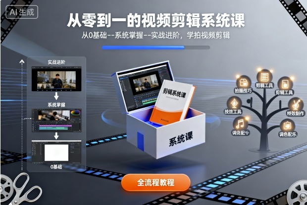 从零到一的视频剪辑系统课，从0基础–系统掌握–实战进阶，学拍视频剪辑-知知学社