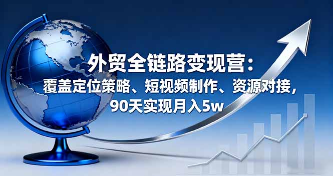 外贸全链路变现营:覆盖定位策略、短视频制作、资源对接,90天实现月入5w-知知学社