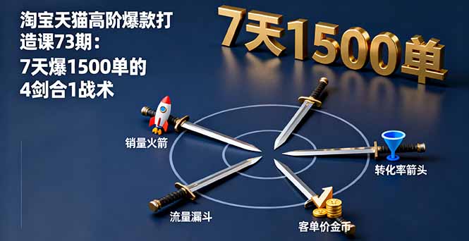 淘宝天猫高阶爆款打造课73期:7天爆1500单的4剑合1战术-知知学社