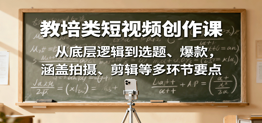 教培类短视频创作课:从底层逻辑到选题、爆款,涵盖拍摄、剪辑等多环节要点-知知学社