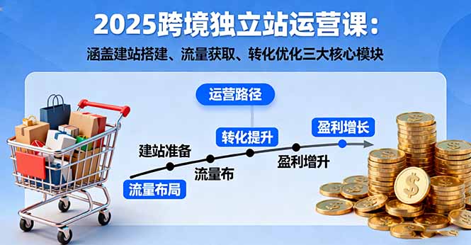 2025跨境独立站运营课:涵盖建站搭建、流量获取、转化优化三大核心模块-知知学社