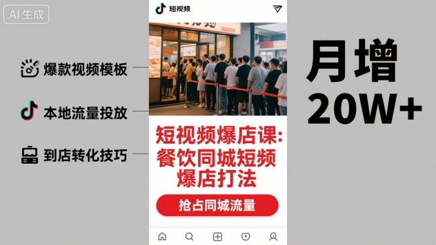 短视频爆店课,餐饮同城短视频爆店打法-知知学社