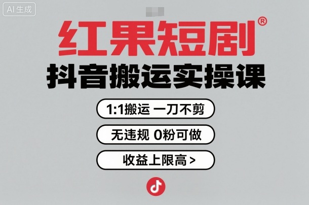 红果短剧拉新之抖音搬运实操课,1:1搬运,一刀不剪,无违规,0粉可做,收益上限高-知知学社