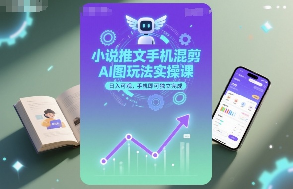 小说推文手机混剪AI图玩法实操课,日入可观,手机即可独立完成-知知学社