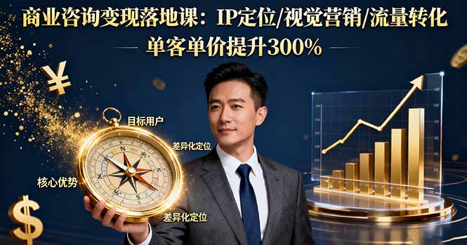商业咨询变现落地课:IP定位/视觉营销/流量转化,单客单价提升300%-知知学社