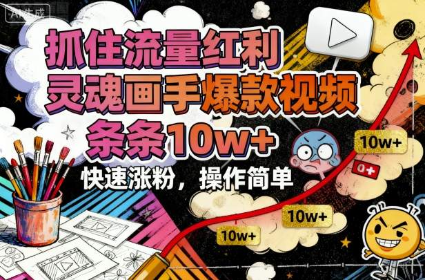 抓住流量红利,灵魂画手爆款视频,条条10w+,快速涨粉,操作简单-知知学社
