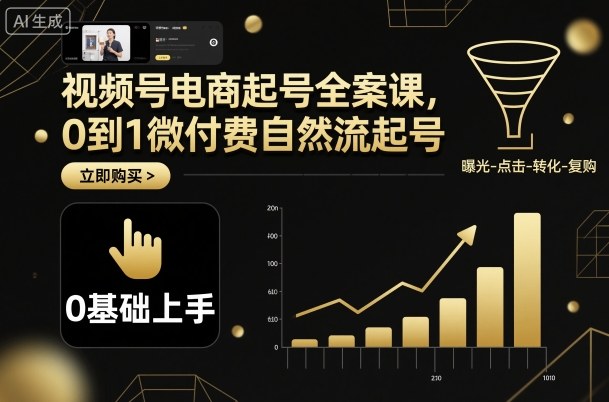 视频号电商起号全案课,0到1微付费自然流起号-知知学社