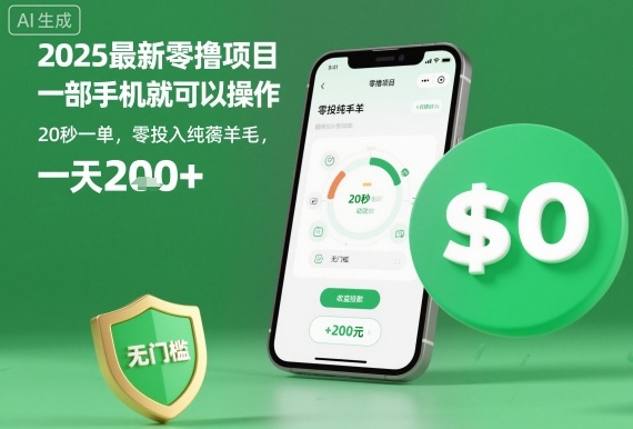 2025最新零撸项目,一部手机就可以操作,20秒一单,零投入纯薅羊毛,无门槛,一天200+-知知学社