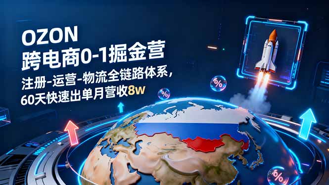 OZON跨境电商0-1掘金营:注册-运营-物流全链路体系,60天快速出单月营收8w-知知学社