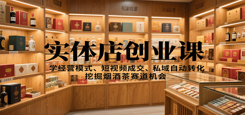 实体店创业课:学经营模式、短视频成交、私域自动转化,挖掘烟酒茶赛道机会-知知学社