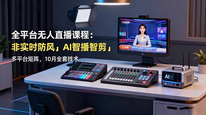 全平台无人直播课程:非实时防风+AI智播智剪+多平台矩阵,10月全套技术-知知学社