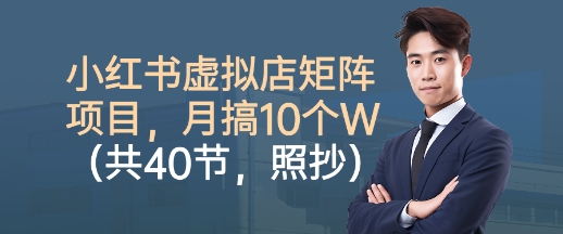 小红书虚拟店矩阵项目,照抄照做,月搞1W+(共40节)-知知学社