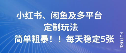 小红书、闲鱼及多平台定制玩法简单粗暴!每天稳定5张-知知学社