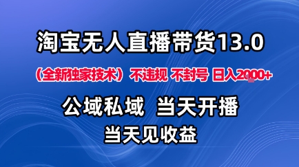 淘宝无人直播13.0,公域私域技术,不封号,不违规布局下半年旺季赛道,日入1K+(独家技术)-知知学社