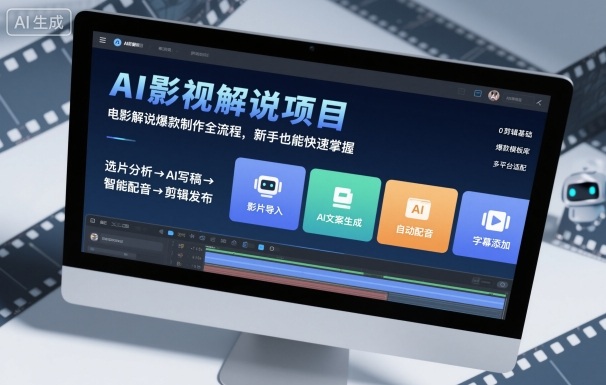 AI影视解说项目,电影解说爆款制作全流程,新手也能快速掌握-知知学社