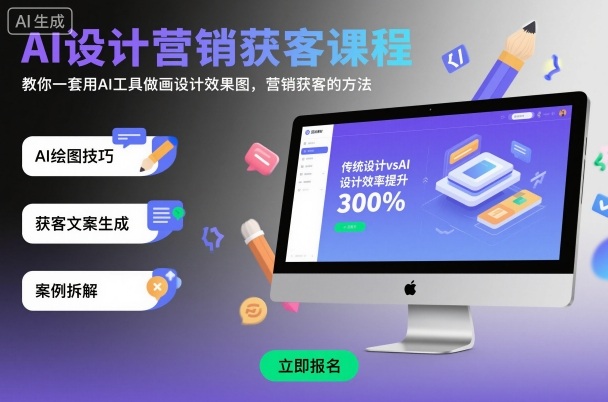 AI设计营销获客课程,教你一套用AI工具做画设计效果图,营销获客的方法-知知学社