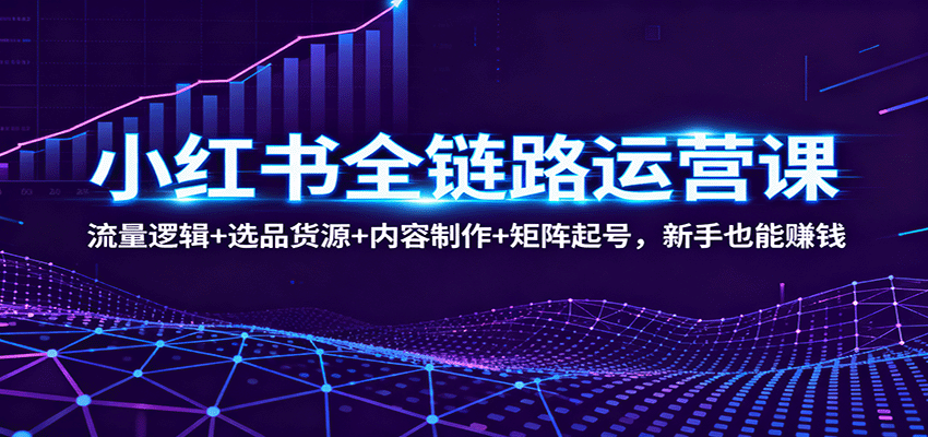 小红书全链路运营课:流量逻辑+选品货源+内容制作+矩阵起号,新手也能赚钱-知知学社