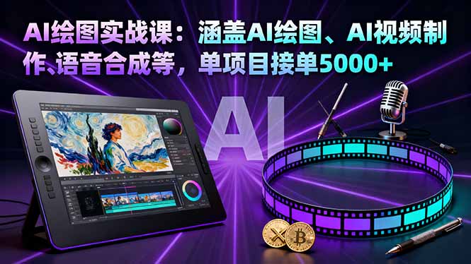 AI绘图实战课:涵盖AI绘图、AI视频制作、语音合成等,单项目接单5000+-知知学社