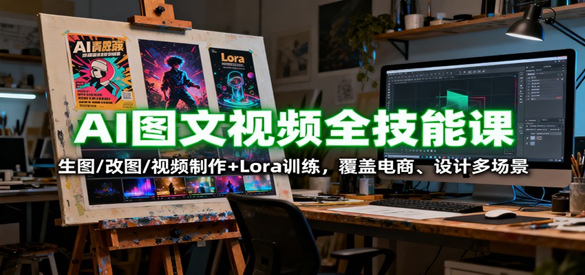 AI图文视频全技能课:生图/改图/视频制作+Lora训练,覆盖电商 、设计多场景-知知学社