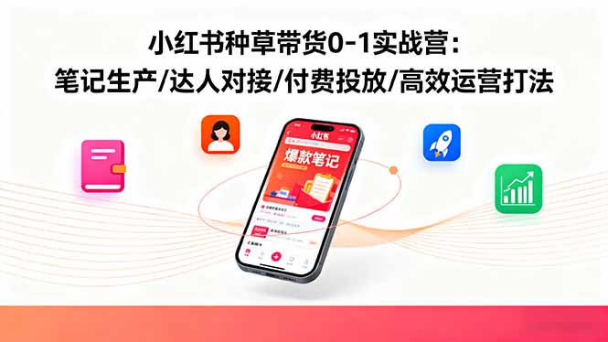 小红书种草带货0-1实战营:笔记生产/达人对接/付费投放/高效运营打法-知知学社