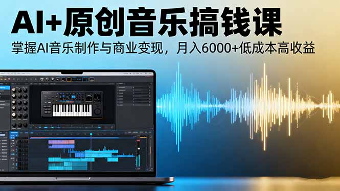 AI+原创音乐搞钱课:掌握AI音乐制作与商业变现,月入6000+低成本高收益 – 知知学社-知知学社