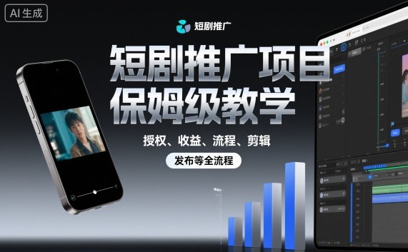 短剧推广项目保姆级教学,授权、收益、流程、剪辑,发布等全流程 – 知知学社-知知学社