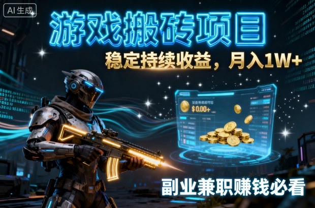 游戏搬砖项目,稳定持续收益,月入1W+,副业副业賺钱必看 – 知知学社-知知学社