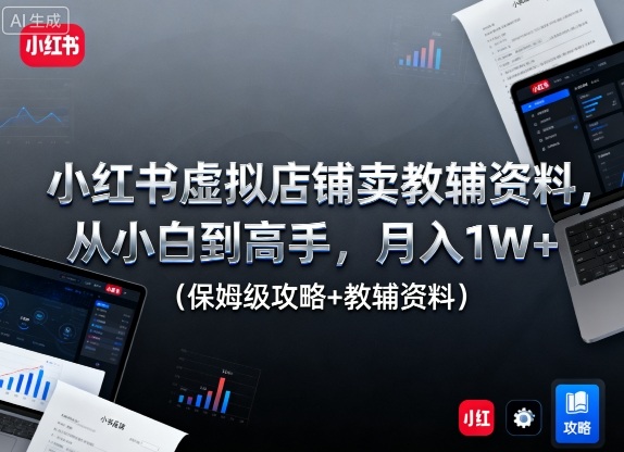 小红书虚拟店铺卖教辅资料,从小白到高手,月入1W+(保姆级攻略+教辅资料) – 知知学社-知知学社