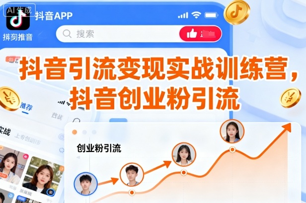 抖音引流变现实战训练营,抖音创业粉引流 – 知知学社-知知学社