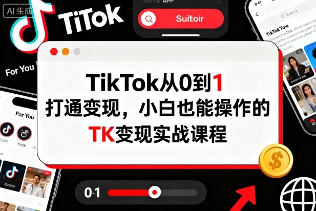TikTok从0到1打通变现,小白也能操作的TK变现实战课程 – 知知学社-知知学社