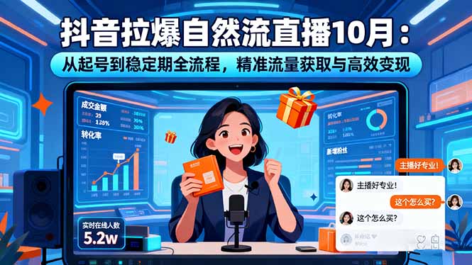 抖音拉爆自然流直播10月:从起号到稳定期全流程,精准流量获取与高效变现 – 知知学社-知知学社