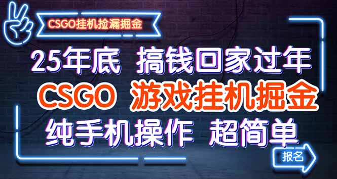 25年底搞钱回家过年,CSGO游戏挂G掘金,纯手机操作超简单 – 知知学社-知知学社