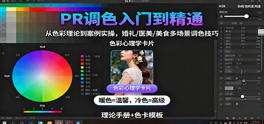 PR调色入门到精通:从色彩理论到案例实操,婚礼/医美/美食多场景调色技巧 – 知知学社-知知学社