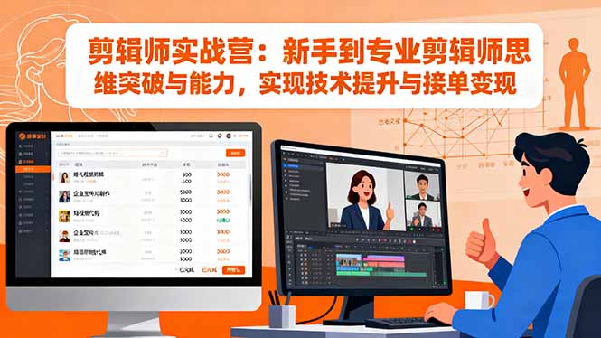 剪辑师实战营:新手到专业剪辑师思维突破与能力,实现技术提升与接单变现 – 知知学社-知知学社