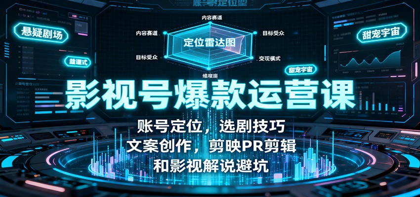 影视号爆款运营课:账号定位,选剧技巧,文案创作,剪映PR剪辑和影视解说避坑 – 知知学社-知知学社