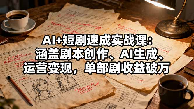 AI+短剧速成实战课:涵盖剧本创作、AI生成、运营变现,单部剧收益破万 – 知知学社-知知学社