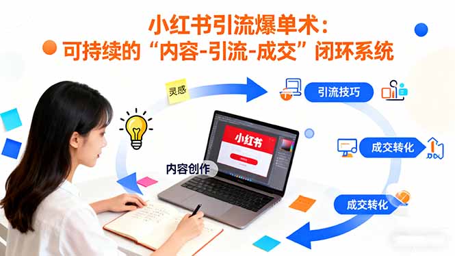 小红书引流爆单术:构建一套低成本 可持续的内容-引流-成交闭环系统 – 知知学社-知知学社