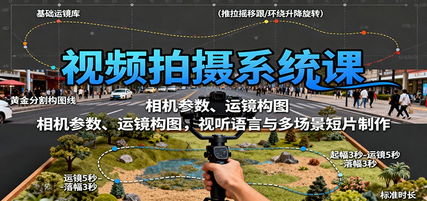 视频拍摄系统课:相机参数、运镜构图,视听语言与多场景短片制作 – 知知学社-知知学社