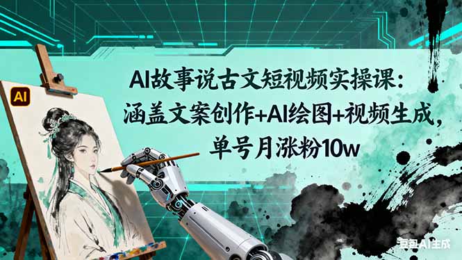 AI故事说古文短视频实操课:涵盖文案创作+AI绘图+视频生成,单号月涨粉10w – 知知学社-知知学社