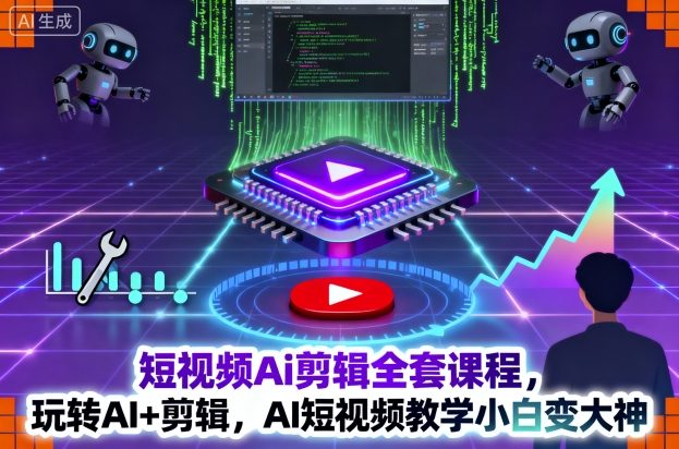 短视频Ai剪辑全套课程,玩转AI+剪辑,AI短视频教学小白变大神 – 知知学社-知知学社