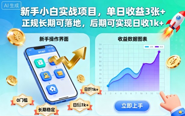 新手小白实战项目,单日收益3张+,正规长期可落地,后期可实现日收1k+ – 知知学社-知知学社