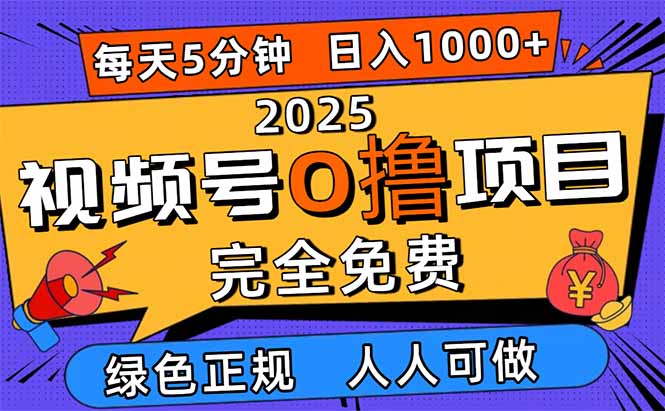 2025视频号0撸项目,5分钟一个号,日入1000+,人人可做 – 知知学社-知知学社