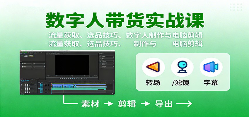 数字人变现实战课:流量获取、选品技巧、数字人制作与电脑剪辑 – 知知学社-知知学社