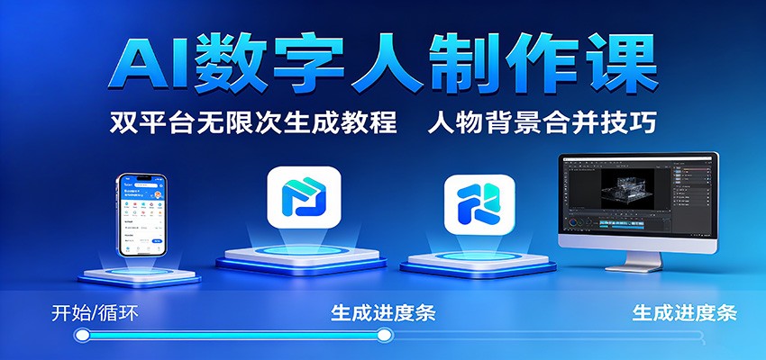 AI数字人制作课:双平台无限次生成教程,人物背景合并技巧 – 知知学社-知知学社