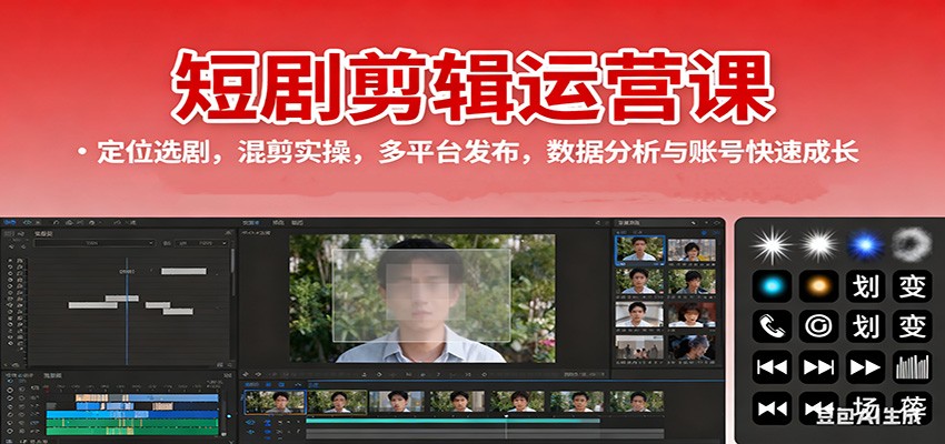 短剧剪辑运营课:定位选剧,混剪实操,多平台发布,数据分析与账号快速成长 – 知知学社-知知学社