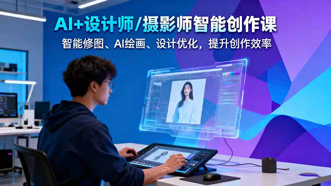 AI+设计师/摄影师智能创作课:智能修图、AI绘画、设计优化,提升创作效率 – 知知学社-知知学社