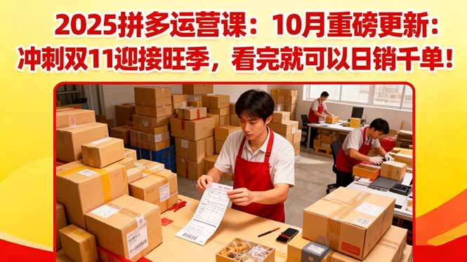 2025拼多多运营课:10月重磅更新:冲刺双11迎接旺季,看完就可以日销千单 – 知知学社-知知学社