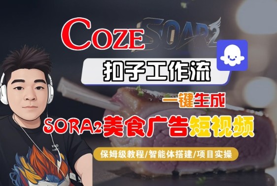 Coze扣子智能体工作流一键生成SORA2美食广告短视频,全流程保姆级教学 – 知知学社-知知学社